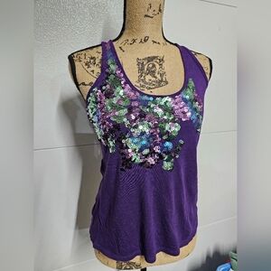 Purple Sequin Tank Top